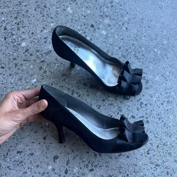 Stuart Weitzman Women's 6 Heels Black Satin High Heel Pumps Vintage y2K - Picture 1 of 3